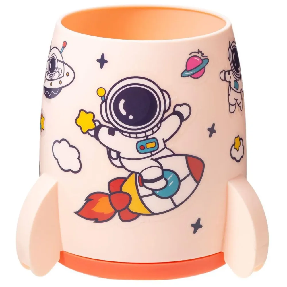 Astronaut Pen Holder Stationery Holder Cup Pencil Holder DIY Stickers Included (Pink)
