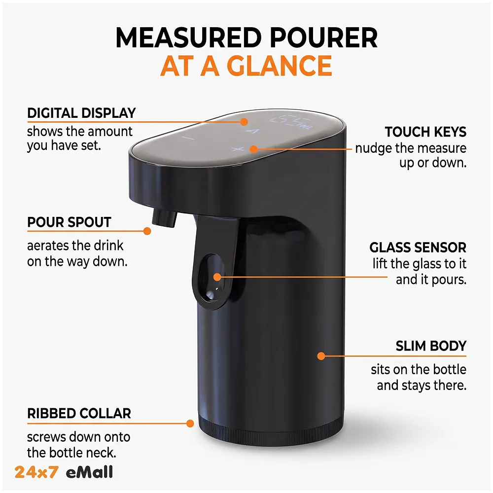 Electric Liquor Dispenser Wine Decanter Digital Aerator Pourer Whiskey Adjustable Quantity Liquor Pump Alcohol Pourer Bar for Home Electric Measuring Cup 0-999ML Adjustment Portable Black