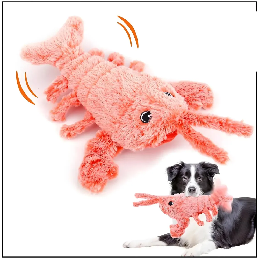 Automatic Jumping Electric Lobster Fish Cat Toys for Kittens, Wagging Fish Tail Toy, Cat Plush Toy, Cat Toy, Catnip Toy, USB Powered, Simulation Catfish Toy - 32cm x 20cm
