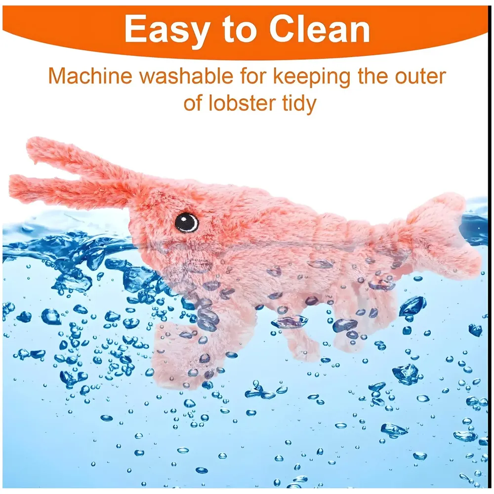 Automatic Jumping Electric Lobster Fish Cat Toys for Kittens, Wagging Fish Tail Toy, Cat Plush Toy, Cat Toy, Catnip Toy, USB Powered, Simulation Catfish Toy - 32cm x 20cm - 6
