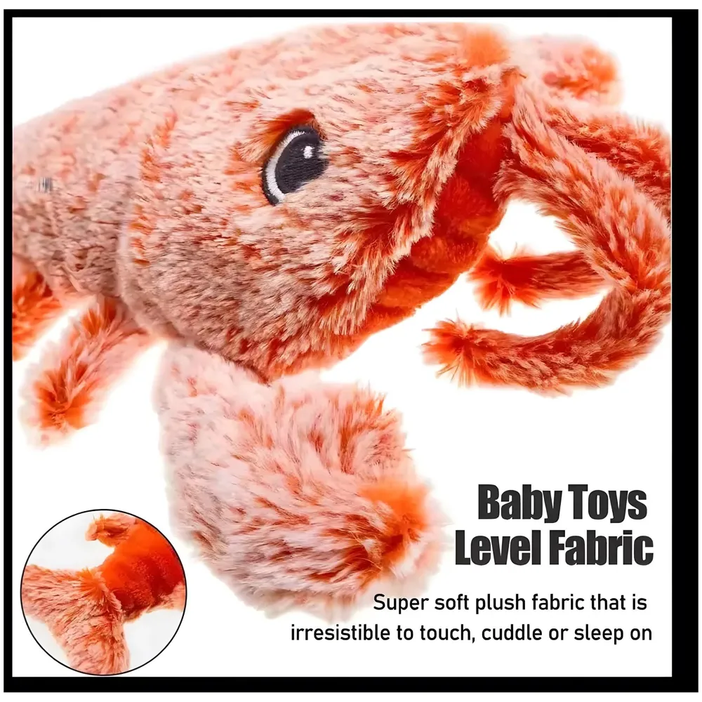 Automatic Jumping Electric Lobster Fish Cat Toys for Kittens, Wagging Fish Tail Toy, Cat Plush Toy, Cat Toy, Catnip Toy, USB Powered, Simulation Catfish Toy - 32cm x 20cm - 8