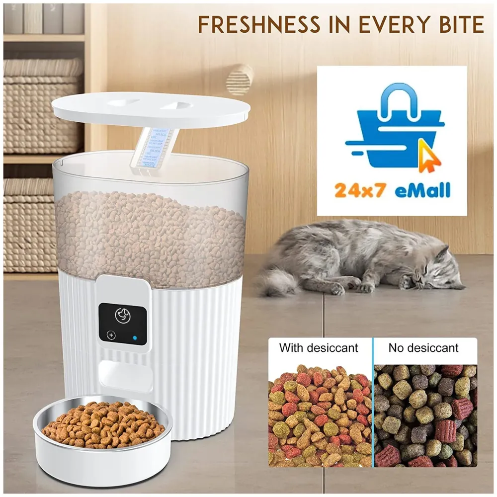 Automatic Pet Feeder, 3L Dog Feeder Pet Food Dispenser with Programmable Timer, Portion Control 1-4 Meals Per Day, Dual Power Supply for Small Medium Cats Dog Food Dispenser