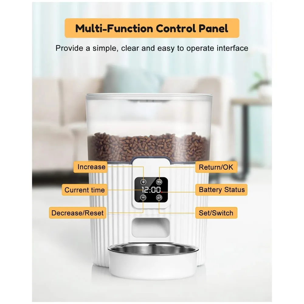 Automatic Pet Feeder, 3L Dog Feeder Pet Food Dispenser with Programmable Timer, Portion Control 1-4 Meals Per Day, Dual Power Supply for Small Medium Cats Dog Food Dispenser