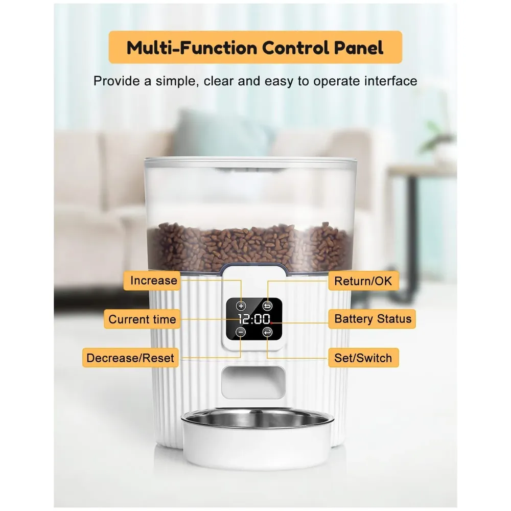 Automatic Pet Feeder, 3L Dog Feeder Pet Food Dispenser with Programmable Timer, Portion Control 1-4 Meals Per Day, Dual Power Supply for Small Medium Cats Dog Food Dispenser