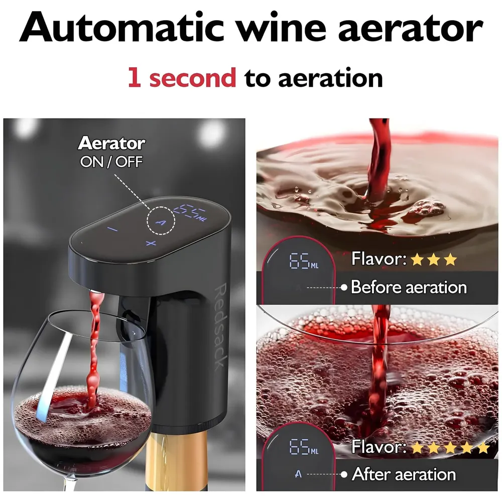 Electric Liquor Dispenser Wine Decanter Digital Aerator Pourer Whiskey Adjustable Quantity Liquor Pump Alcohol Pourer Bar for Home Electric Measuring Cup 0-999ML Adjustment Portable Black - 9