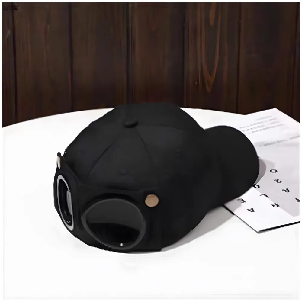 Aviator Cap for Men & Women, Retro Streetwear Baseball Hat with Built-in Aviator Lens Design, Adjustable Cotton Cap – Black - 3