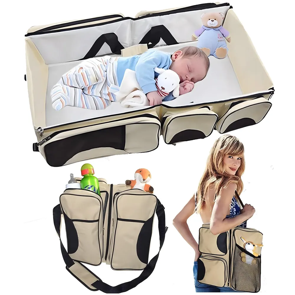 Baby Bed Bag Portable 3 in 1 Portable Bassinet Cot Crib Bags for Infant Sleeping Resting Nappy Changing Station for 0-12 Months - 4