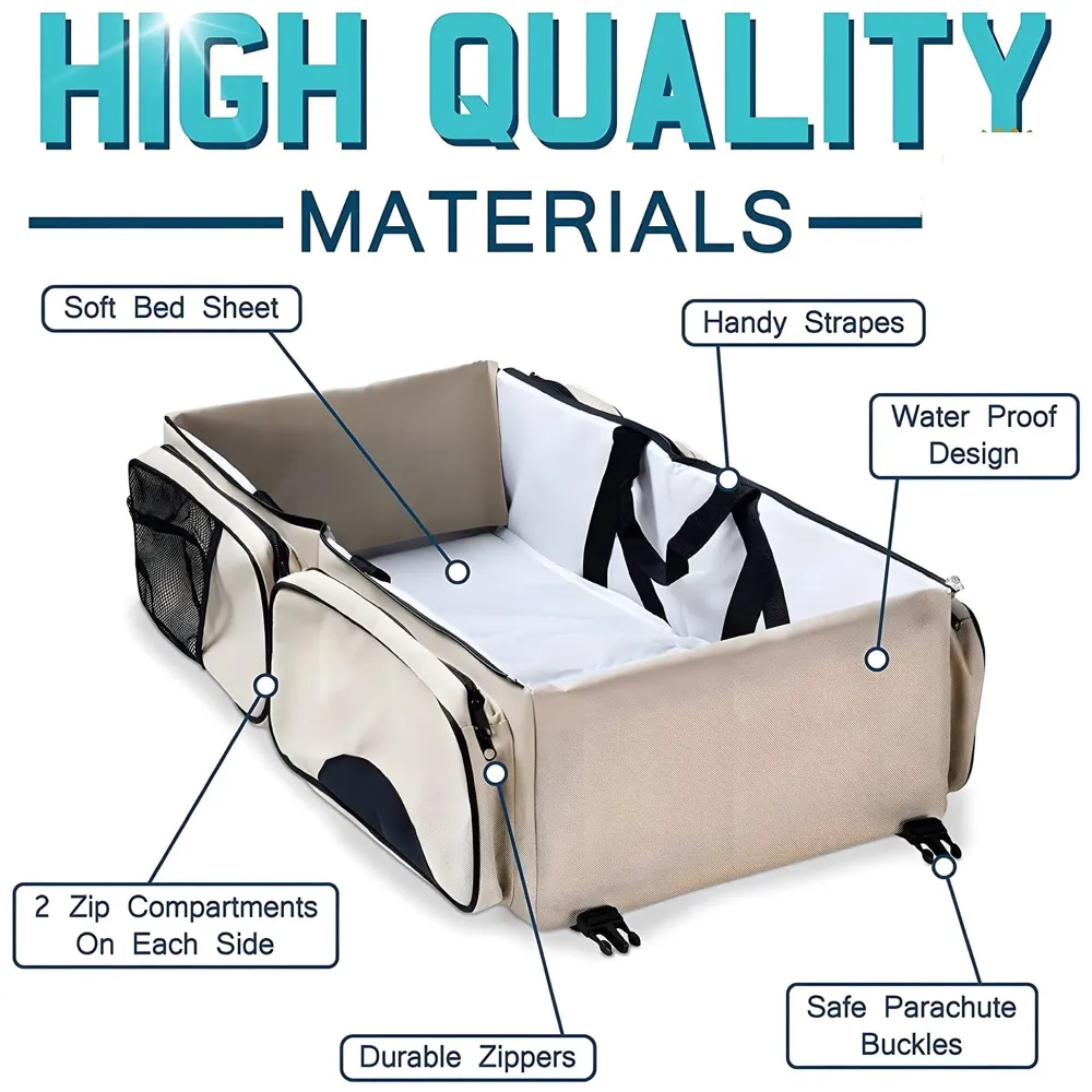 Baby Bed Bag Portable 3 in 1 Portable Bassinet Cot Crib Bags for Infant Sleeping Resting Nappy Changing Station for 0-12 Months