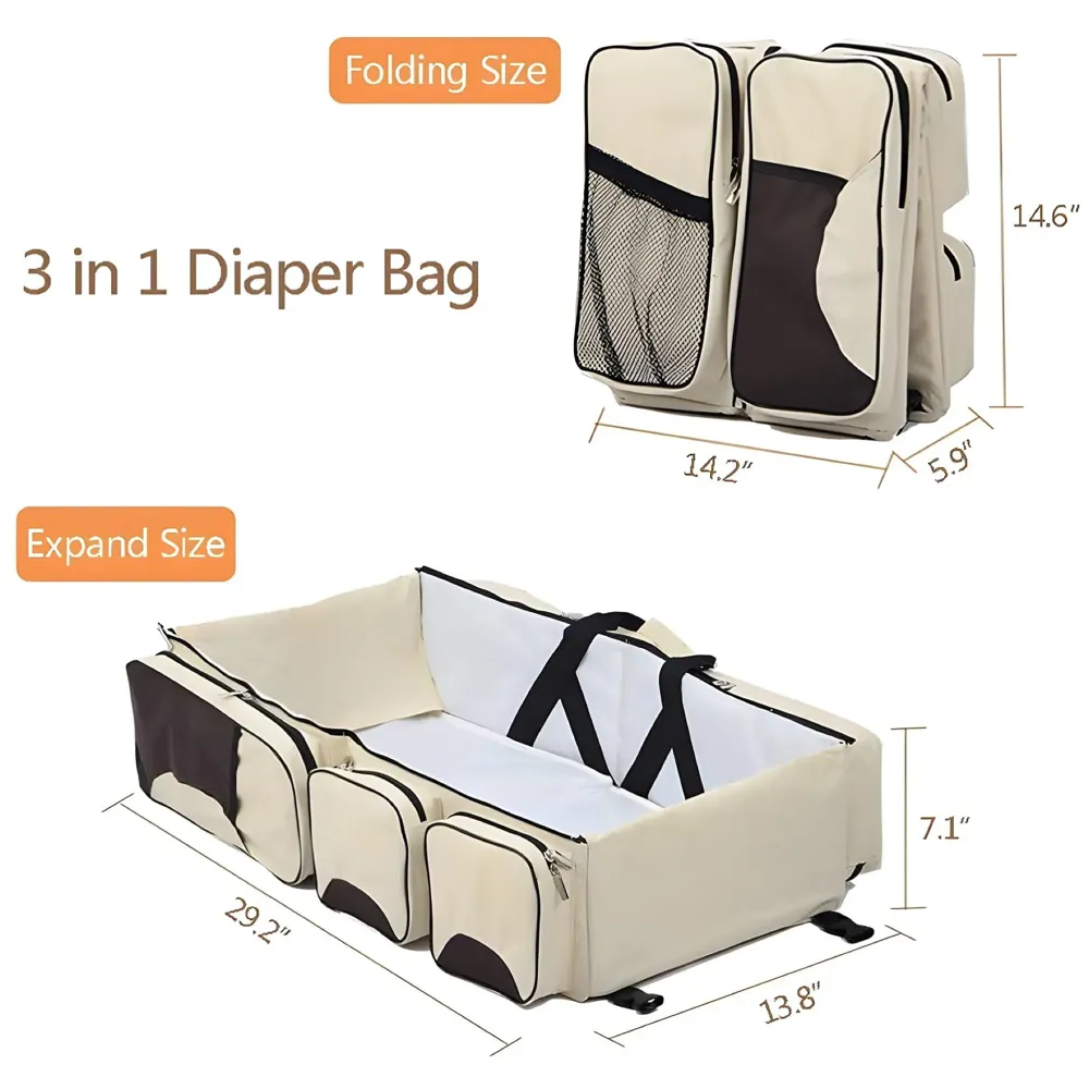 Baby Bed Bag Portable 3 in 1 Portable Bassinet Cot Crib Bags for Infant Sleeping Resting Nappy Changing Station for 0-12 Months