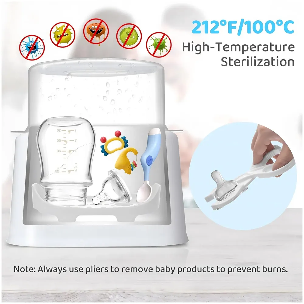 6-in-1 Baby Bottle Warmer & Sterilizer – Fast Heating, Precise Temperature Control, LCD Display, Large Capacity with Pliers and Brush - Bottles not Included, Baby Food Formula Heater - 5