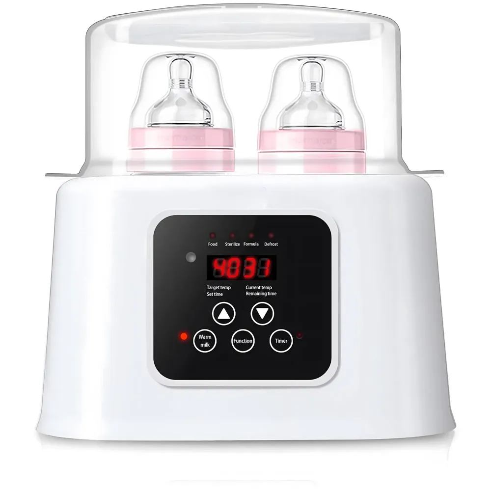 6-in-1 Baby Bottle Warmer & Sterilizer – Fast Heating, Precise Temperature Control, LCD Display, Large Capacity with Pliers and Brush - Bottles not Included, Baby Food Formula Heater - 9
