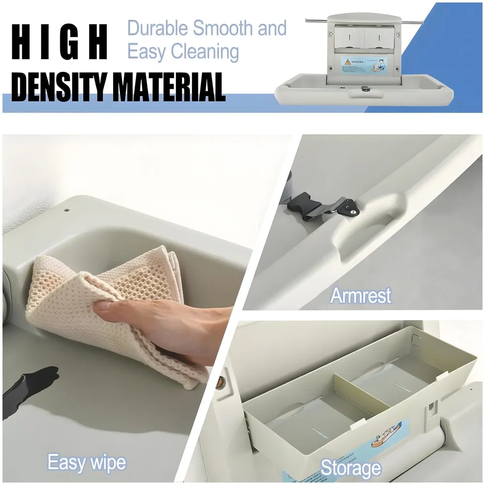 Baby Diaper Changing Station - Wall-Mounted, Heavy Duty Design with Safety Straps for Hospitals Nurseries Residential Commercial Restrooms – 33.4 Inch x 21.2 Inch HDPE - 5