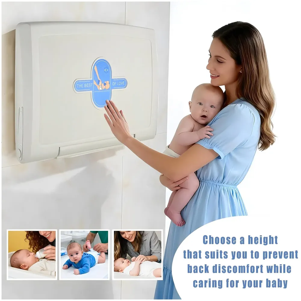 Baby Diaper Changing Station - Wall-Mounted, Heavy Duty Design with Safety Straps for Hospitals Nurseries Residential Commercial Restrooms – 33.4 Inch x 21.2 Inch HDPE - 6