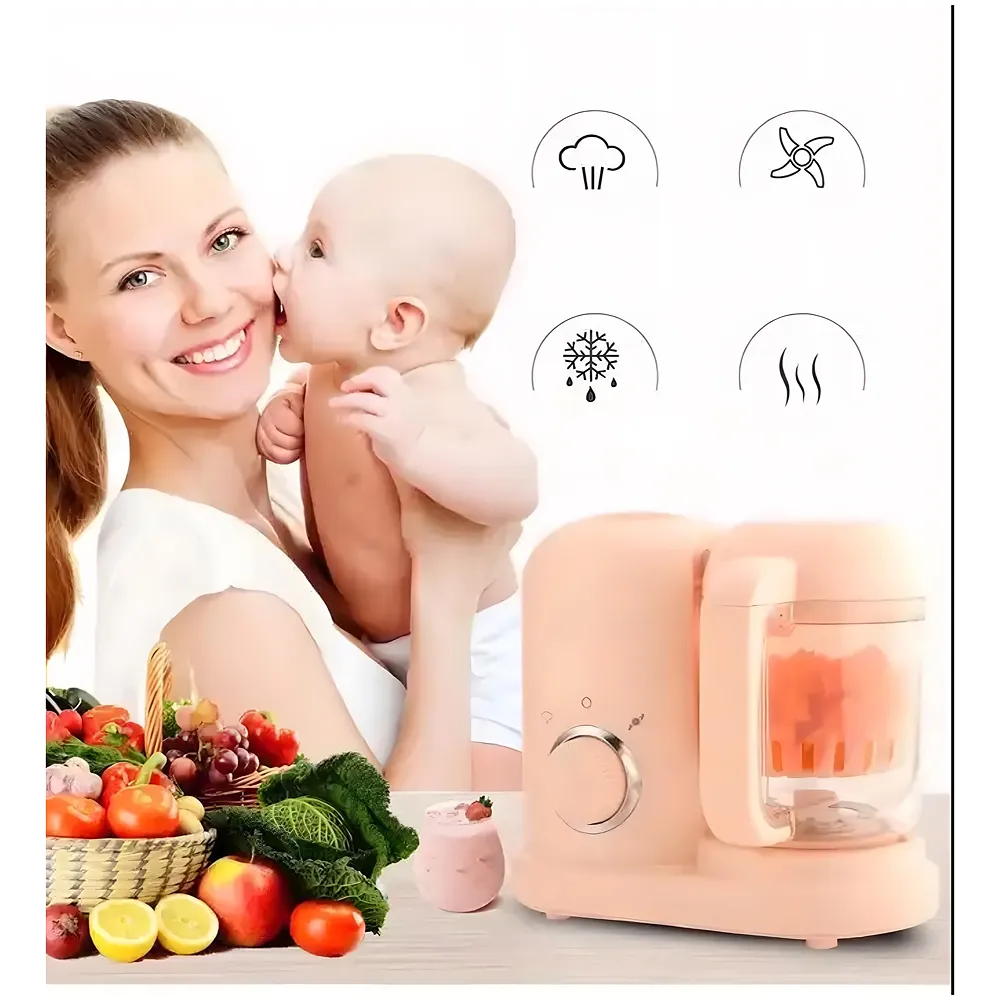 4-in-1 Baby Food Processor Cooker, Blender, Steamer and Defroster Baby Meal Essentials Make Healthy Fresh Food At Home Pink Colour Premium
