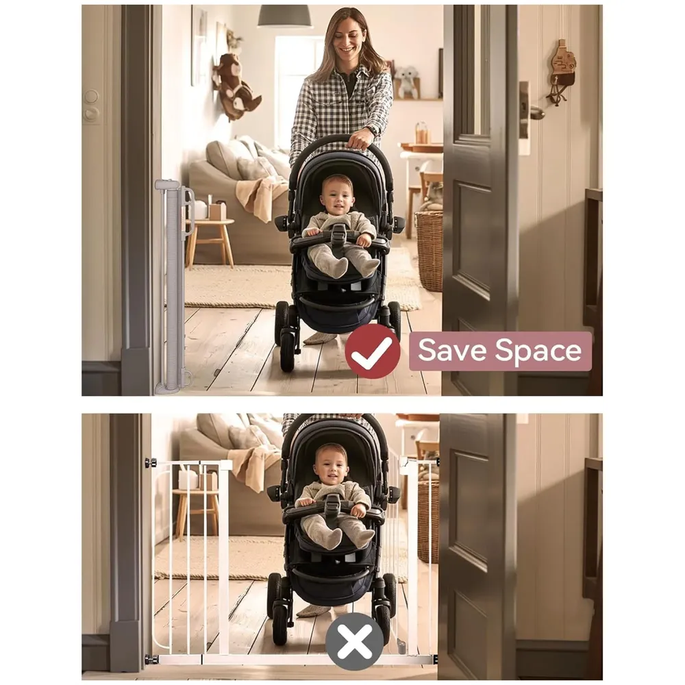 Retractable Baby Gate, Child Safety Adjustable Extendable to 180cm Extra Wide Mesh Baby Gates for Pet Dog Gate for Doorways, Stairs, Hallways, Indoor/Outdoor Barrier Fence (Grey 180 cm)