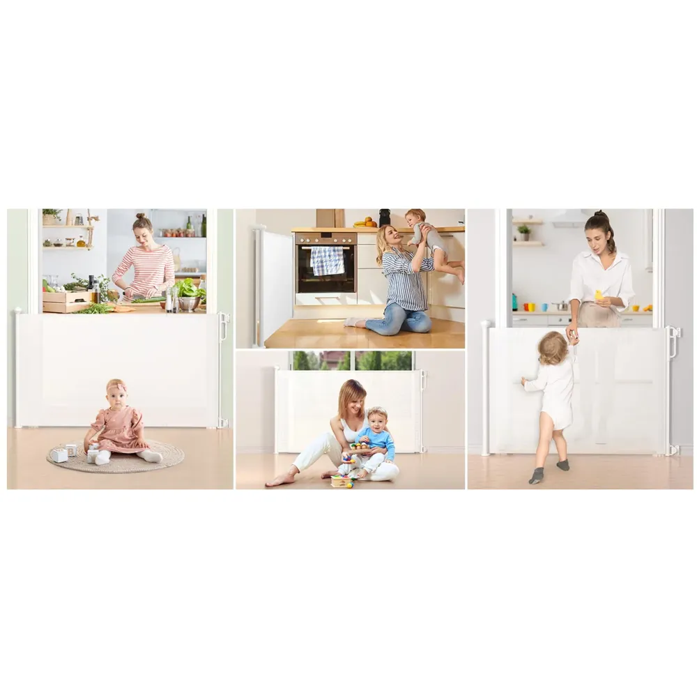 Retractable Baby Gate, Child Safety Adjustable Extendable to 180cm Extra Wide Mesh Baby Gates for Pet Dog Gate for Doorways, Stairs, Hallways, Indoor/Outdoor Barrier Fence (White 180 cm)