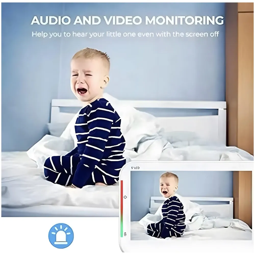 5 Inch Baby Monitor with Camera and Audio, Long Range Video Baby Monitor-, Night Vision, VOX Mode-Power Saving, Portable Travel Screen, Baby Safety Camera, for Baby/Pet, Plug & Play - 9