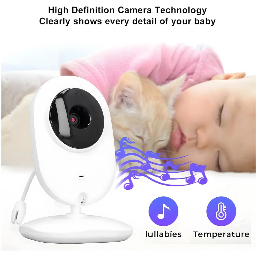 Video Baby Monitor with 2.8" LCD Screen – Two-Way Communication, Night Vision, VOX ECO Mode, Temperature Monitoring, and Soothing Lullabies - 3