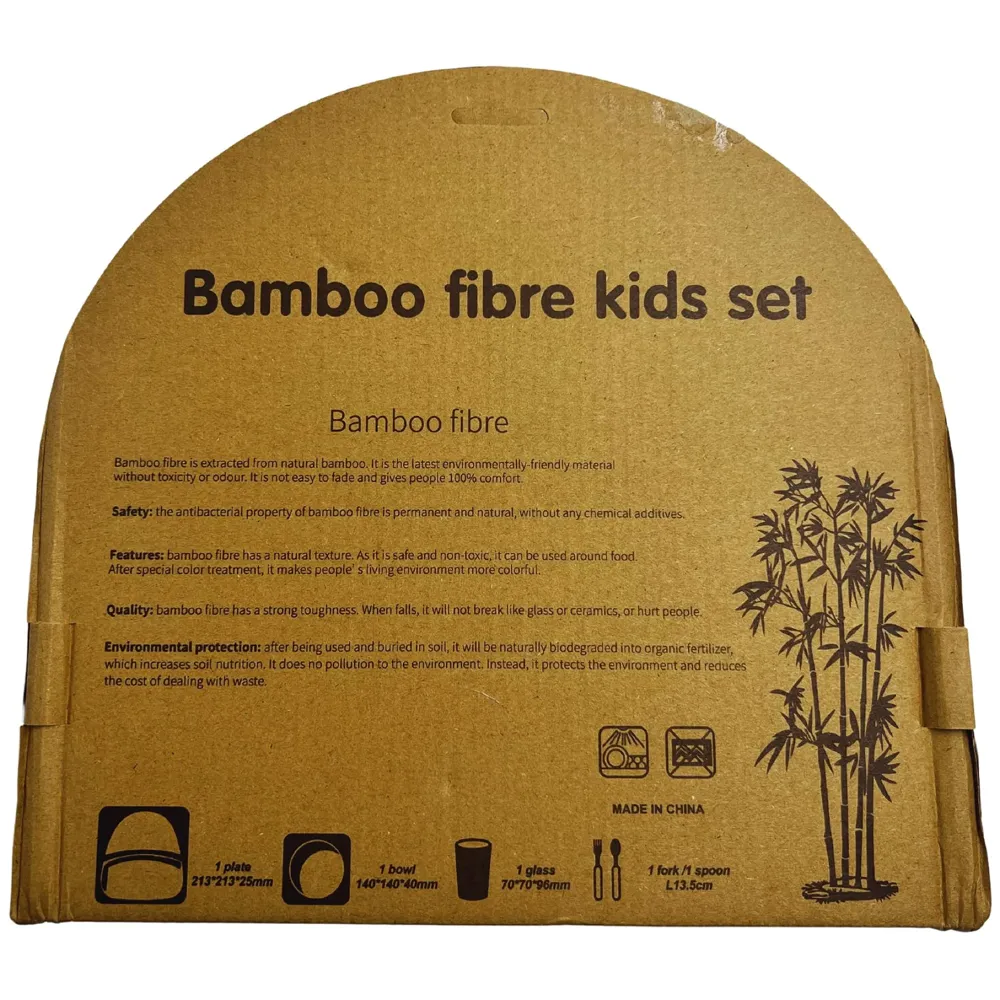 Kids Bamboo Baby Tableware, Eco Friendly Bamboo Fibre Dinner Set for Toddler and Kids, Self-Feeding Baby Utensil Set of 5pcs, 1 x Plate, 1 x Bowl, 1 x Glass, 1 x Spoon, 1 x Fork Tiger