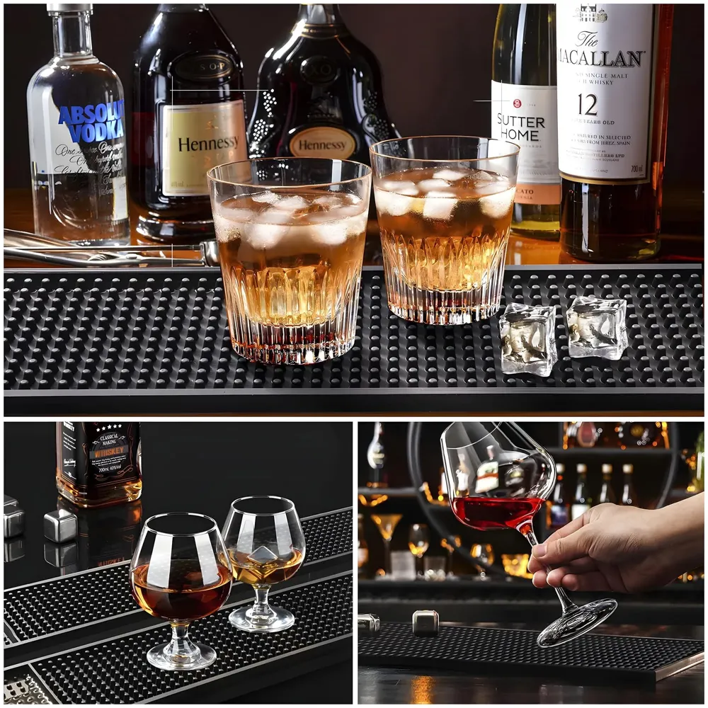 PVC Rubber Bar Mat, Non-Slip Bar Service Spill Mat Bar Table Mat Restaurant Kitchen Counter Bar Pad, Anti-Skid Heat Resistant 60 cm x 8 cm – Pack of 1 - 4