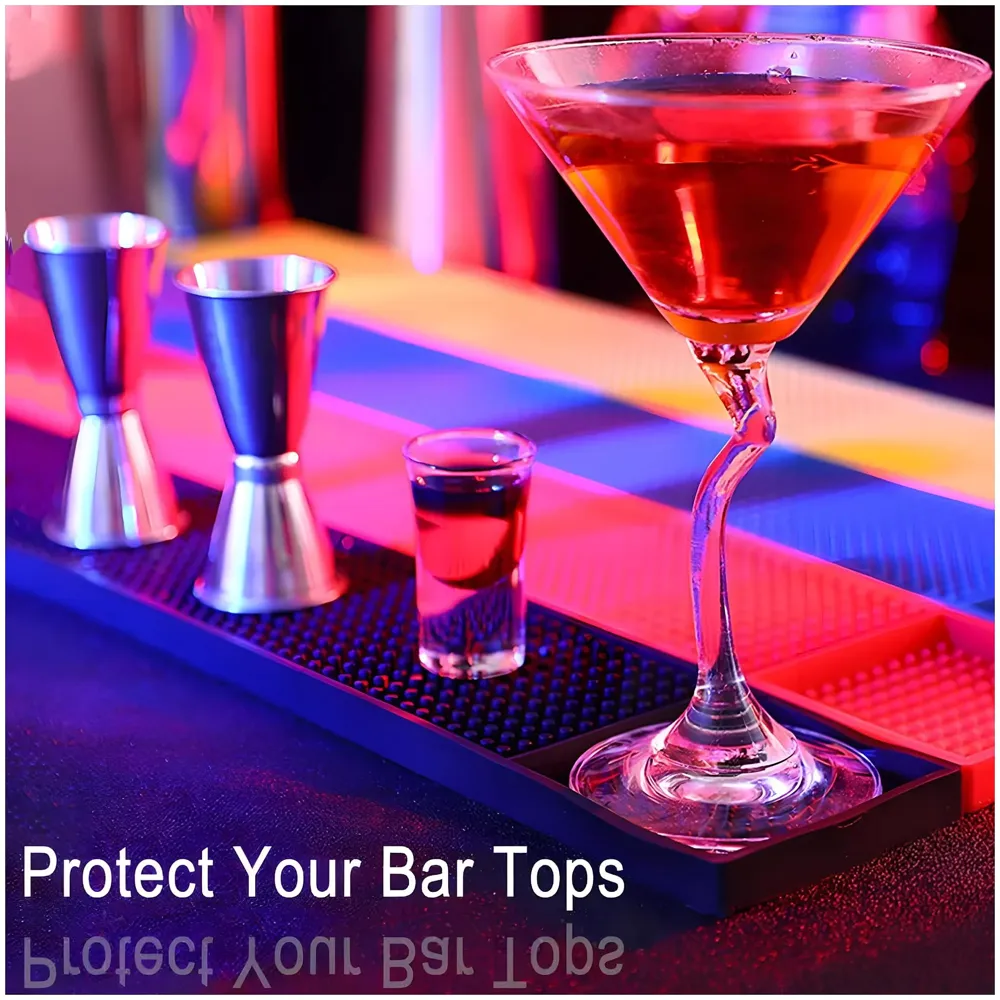 PVC Rubber Bar Mat, Non-Slip Bar Service Spill Mat Bar Table Mat Restaurant Kitchen Counter Bar Pad, Anti-Skid Heat Resistant 60 cm x 8 cm – Pack of 1 - 6