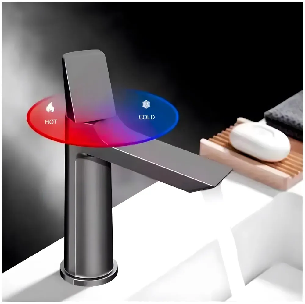 Black Faucet Tap Mixer Hot and Cold Water Heavy Single Lever Basin Mixer with Ceramic Cartridge for Bathroom Wash Basins - 8.2 inch x 5.9 inch Matt Black