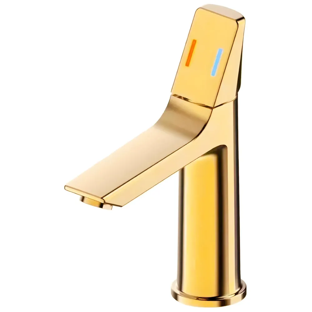 Gold Faucet Tap Mixer Hot and Cold Water Heavy Single Lever Basin Mixer with Ceramic Cartridge for Bathroom Wash Basins - 8.2 inch x 5.9 inch Golden