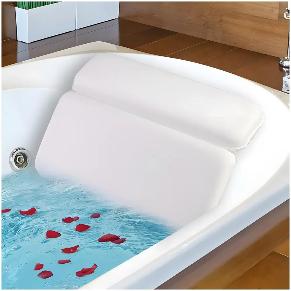 Premium Bath tub Pillow – Luxurious Spa Cushion with Ergonomic Design with Suction Cups for Ultimate Neck and Shoulder Support in Bathtub 14.5 x 11 Inch - White