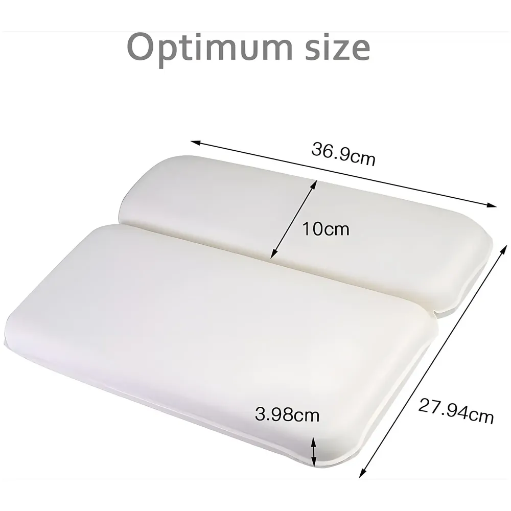 Premium Bath tub Pillow – Luxurious Spa Cushion with Ergonomic Design with Suction Cups for Ultimate Neck and Shoulder Support in Bathtub 14.5 x 11 Inch - White