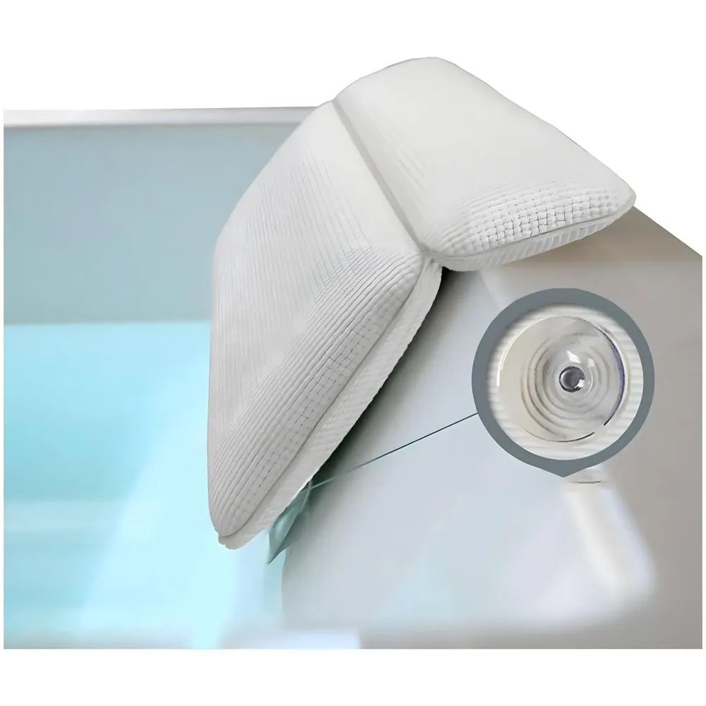 Premium Bath tub Pillow – Luxurious Spa Cushion with Ergonomic Design with Suction Cups for Ultimate Neck and Shoulder Support in Bathtub 14.5 x 11 Inch - White