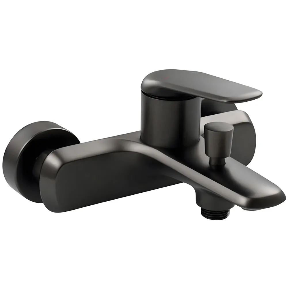 Bath Tap 2-in-1 Wall Mount Bathroom Mixer Tap Faucet, Hot and Cold Water, Black, with Provision for Hand Shower Connection - 17 cm x 17 cm x 9 cm