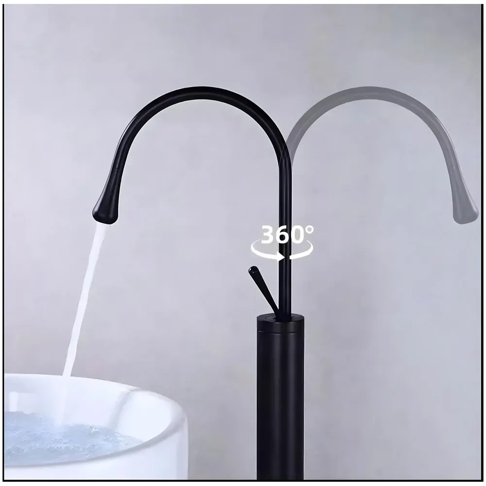 freestanding Bathtub Faucet Mixer hot and Cold Water Drop Design aerated Flow for Bath tubs and wash basins Bathroom Toilet Jacuzzi Black Finish