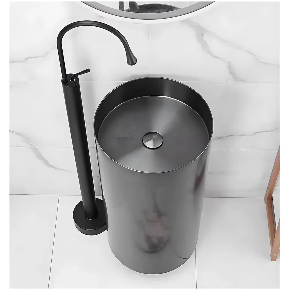 freestanding Bathtub Faucet Mixer hot and Cold Water Drop Design aerated Flow for Bath tubs and wash basins Bathroom Toilet Jacuzzi Black Finish