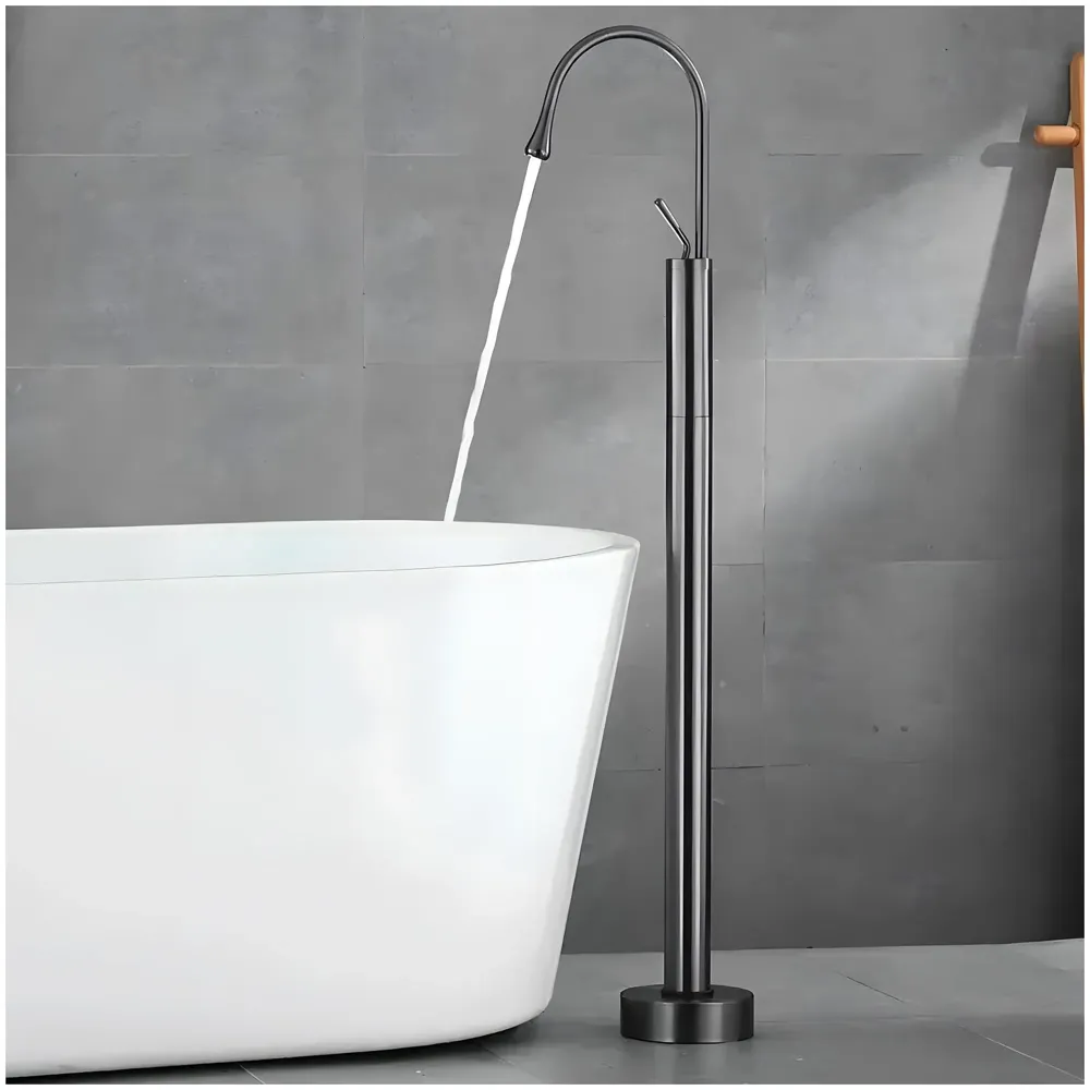 freestanding Bathtub Faucet Mixer hot and Cold Water Drop Design aerated Flow for Bath tubs and wash basins Bathroom Toilet Jacuzzi Black Finish
