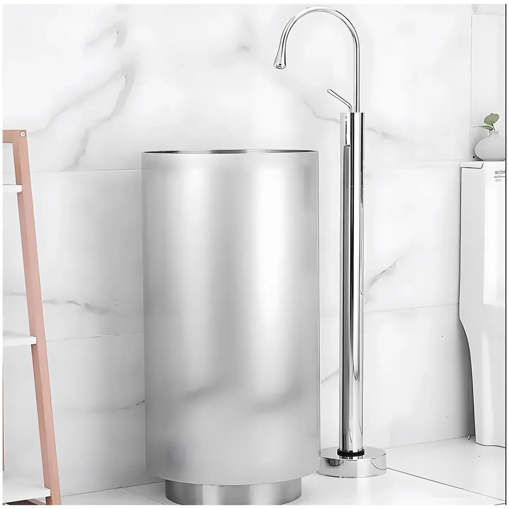 freestanding Bathtub Faucet Mixer hot and Cold Water Drop Design aerated Flow for Bath tubs and wash basins Bathroom Toilet Jacuzzi Silver Chrome Finish - 4