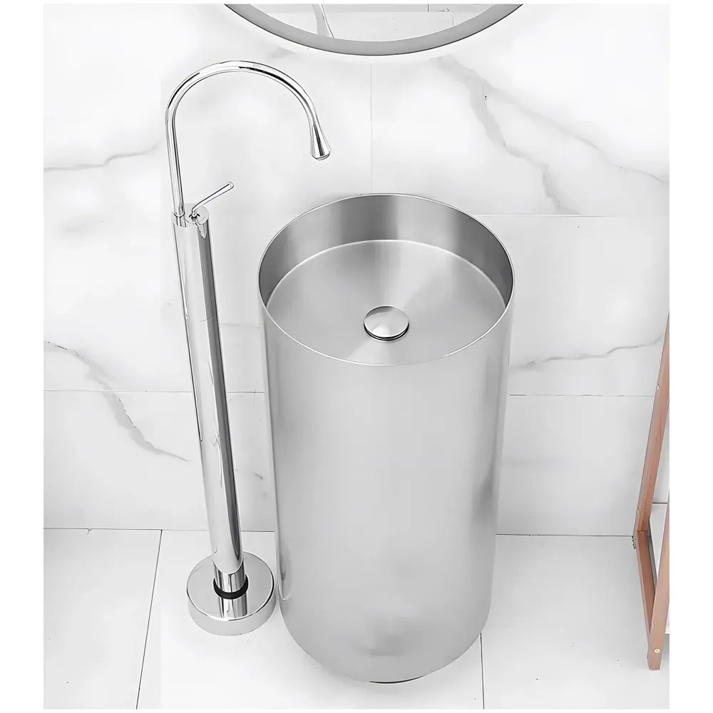 freestanding Bathtub Faucet Mixer hot and Cold Water Drop Design aerated Flow for Bath tubs and wash basins Bathroom Toilet Jacuzzi Silver Chrome Finish - 5