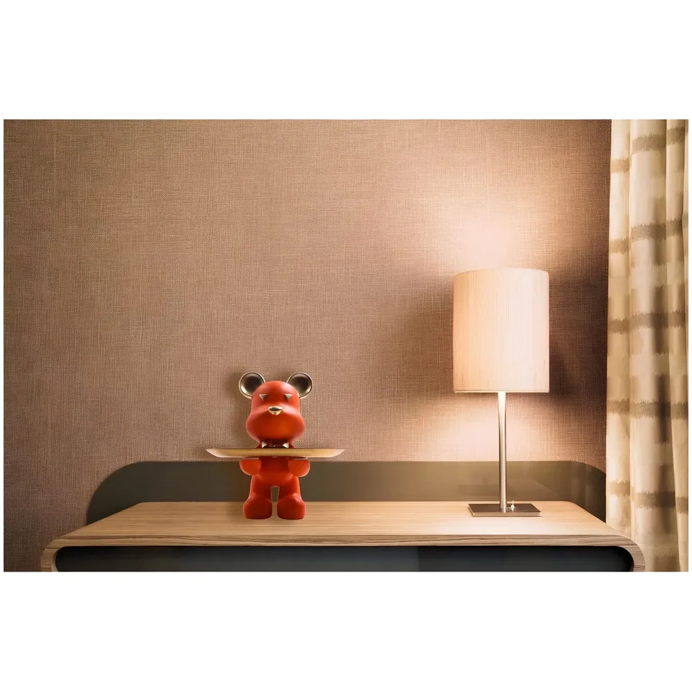 Bear Design Brick with Holder Plate for Keys, Cosmetics Home and Bathroom Décor 9 in Height Idol Show Piece Resin Figure with Stainless Steel Plate - 2