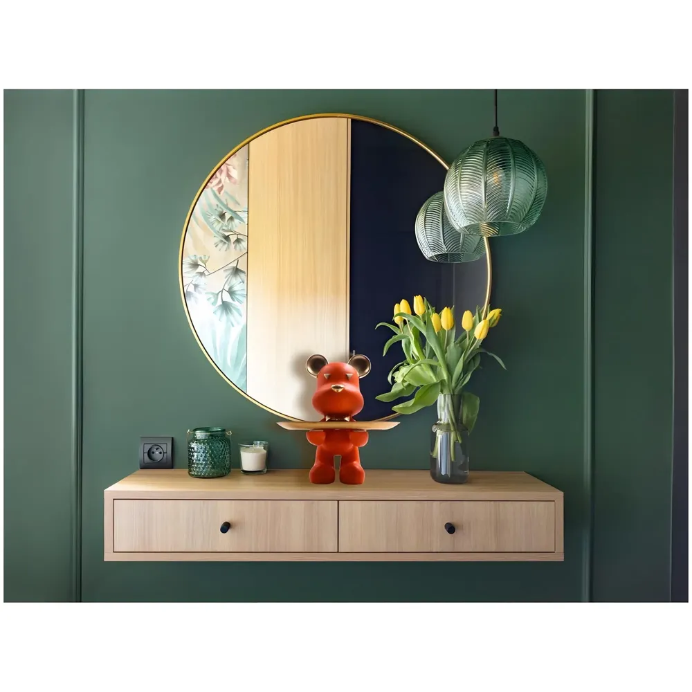 Bear Design Brick with Holder Plate for Keys, Cosmetics Home and Bathroom Décor 9 in Height Idol Show Piece Resin Figure with Stainless Steel Plate - 9