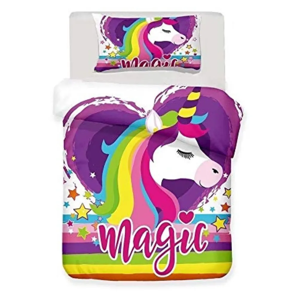 Single Bed Unicorn Bed Sheet with Pillow Case Luxury 200 Tc Microfiber Print, Fade Resistant, Super Soft for Sweet Dreams Bedding Set, 90 x 60 Inch for Single Bed