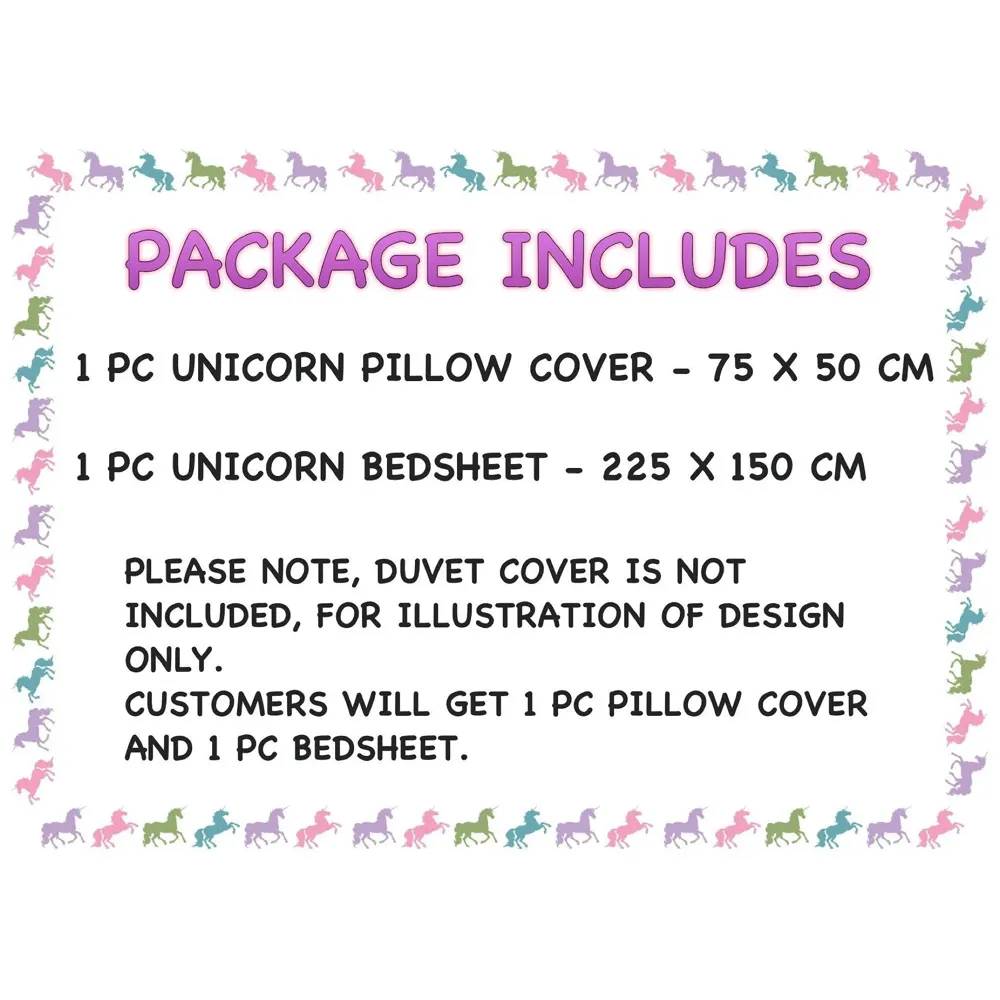 Single Bed Unicorn Bed Sheet with Pillow Case Luxury 200 Tc Microfiber Print, Fade Resistant, Super Soft for Sweet Dreams Bedding Set, 90 x 60 Inch for Single Bed - 2