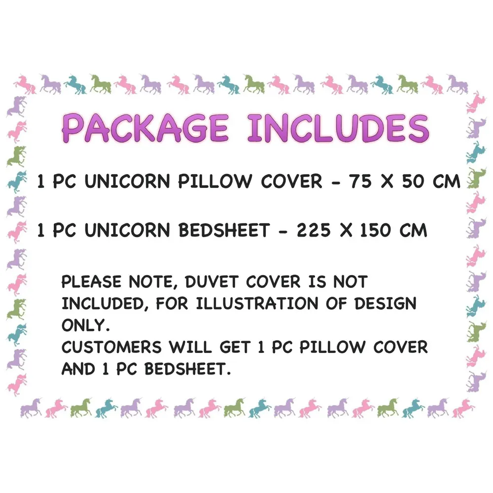 Single Bed Unicorn Bed Sheet with Pillow Case Luxury 200 Tc Microfiber Print, Fade Resistant, Super Soft for Sweet Dreams Bedding Set, 90 x 60 Inch for Single Bed