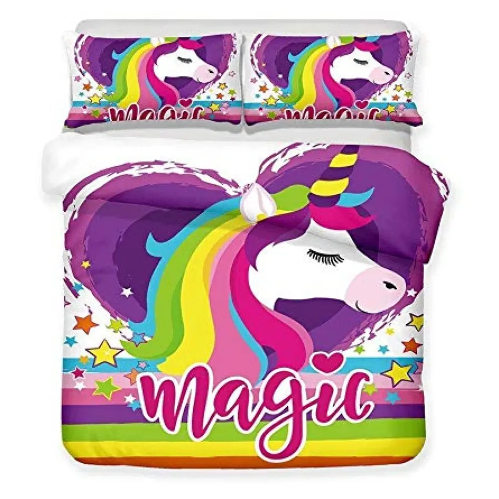 Unicorn Bed Sheet with Pillow Case Luxury 200 Tc Microfiber Print, Fade Resistant, Super Soft for Sweet Dreams Bedding Set, 102 x 90 Inch for Double, King Size