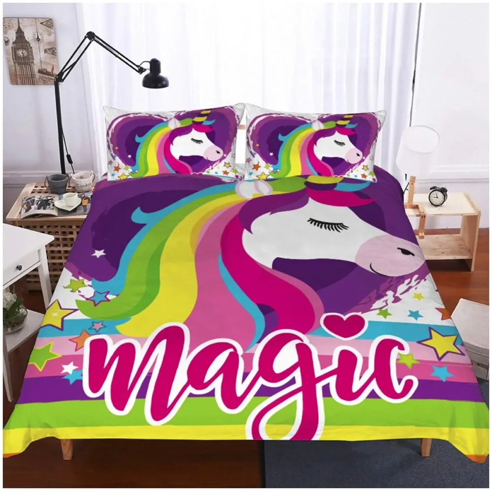 Unicorn Bed Sheet with Pillow Case Luxury 200 Tc Microfiber Print, Fade Resistant, Super Soft for Sweet Dreams Bedding Set, 102 x 90 Inch for Double, King Size