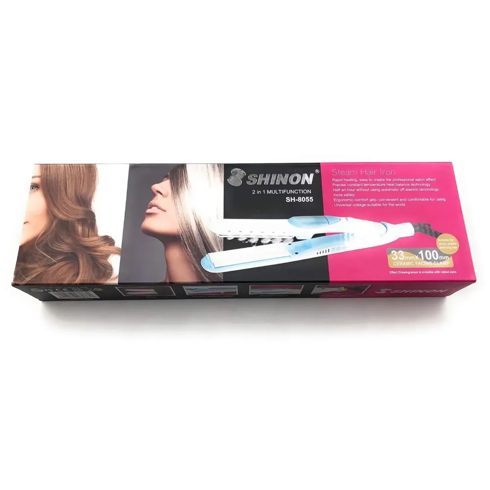 Professional Steam Spray Hair Straightener Curler Tourmaline Ceramic Vapor Flat Iron, with LCD Display and Auto-off Function - 2