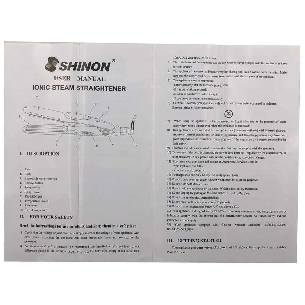 Professional Steam Spray Hair Straightener Curler Tourmaline Ceramic Vapor Flat Iron, with LCD Display and Auto-off Function - 5