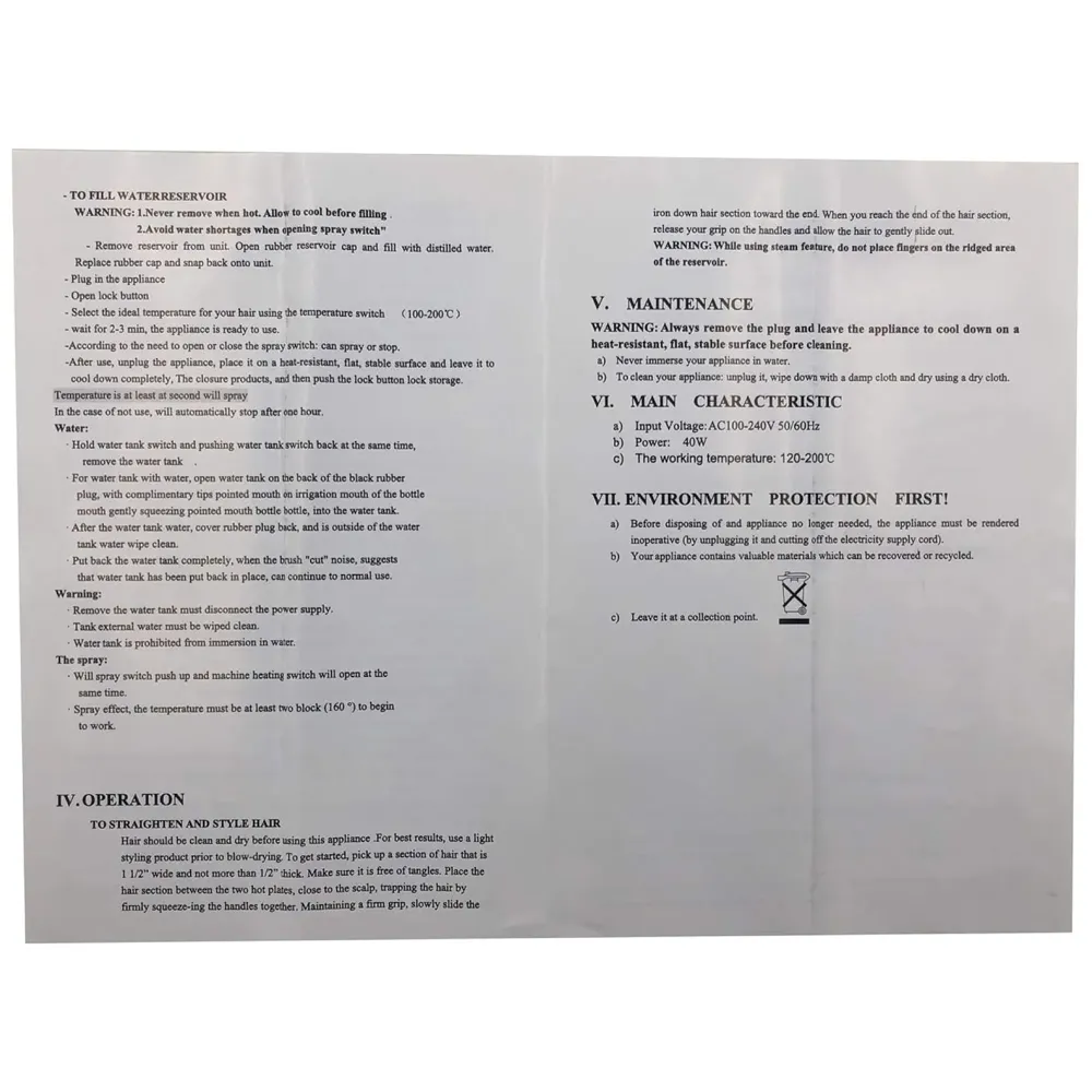 Professional Steam Spray Hair Straightener Curler Tourmaline Ceramic Vapor Flat Iron, with LCD Display and Auto-off Function - 6