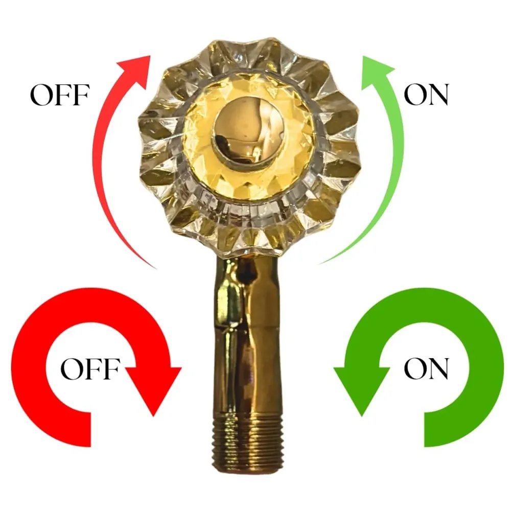 Gold Crystal Bibcock wash Basin Faucet Bathroom Single Cold tap Vintage Finish wall tap Mount with Flange Garden Kitchen Outdoor - 11.4 Cm bib Cock - 2