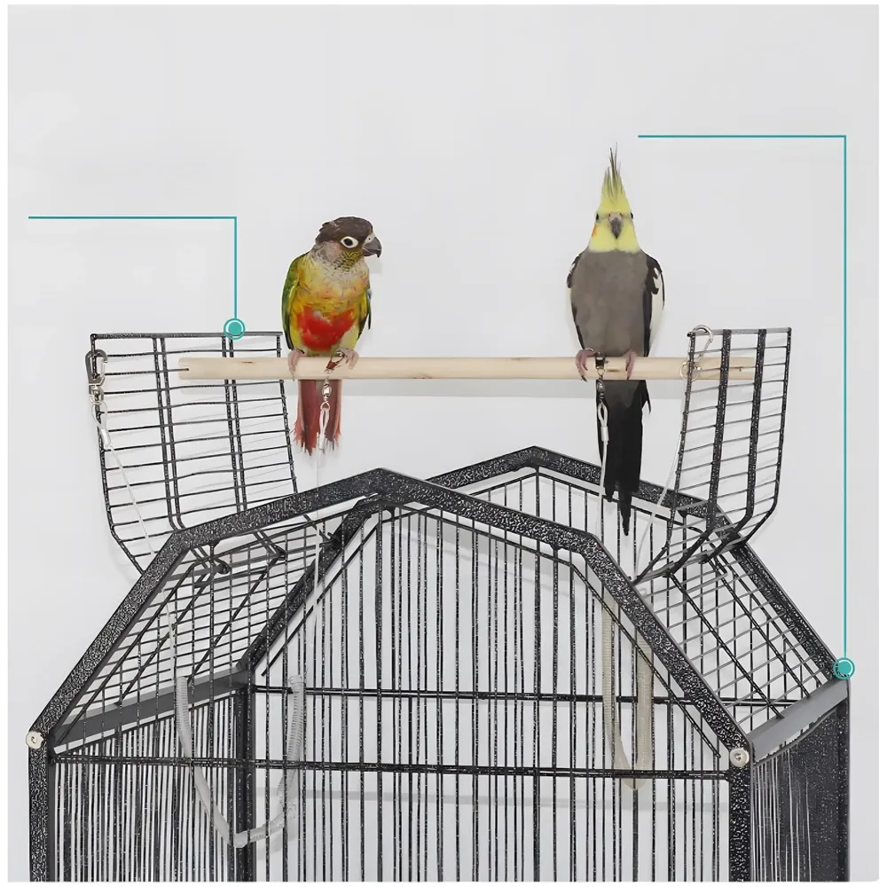 34 inch Sturdy Large Bird Cage for Parakeets, Cockatiels, Parrot, Sun Conure, Green-Cheeked Parakeet, Lovebird, Canary, Finch Lovebird, Pigeons, Parrots with Rolling Stand (Black,L),Iron