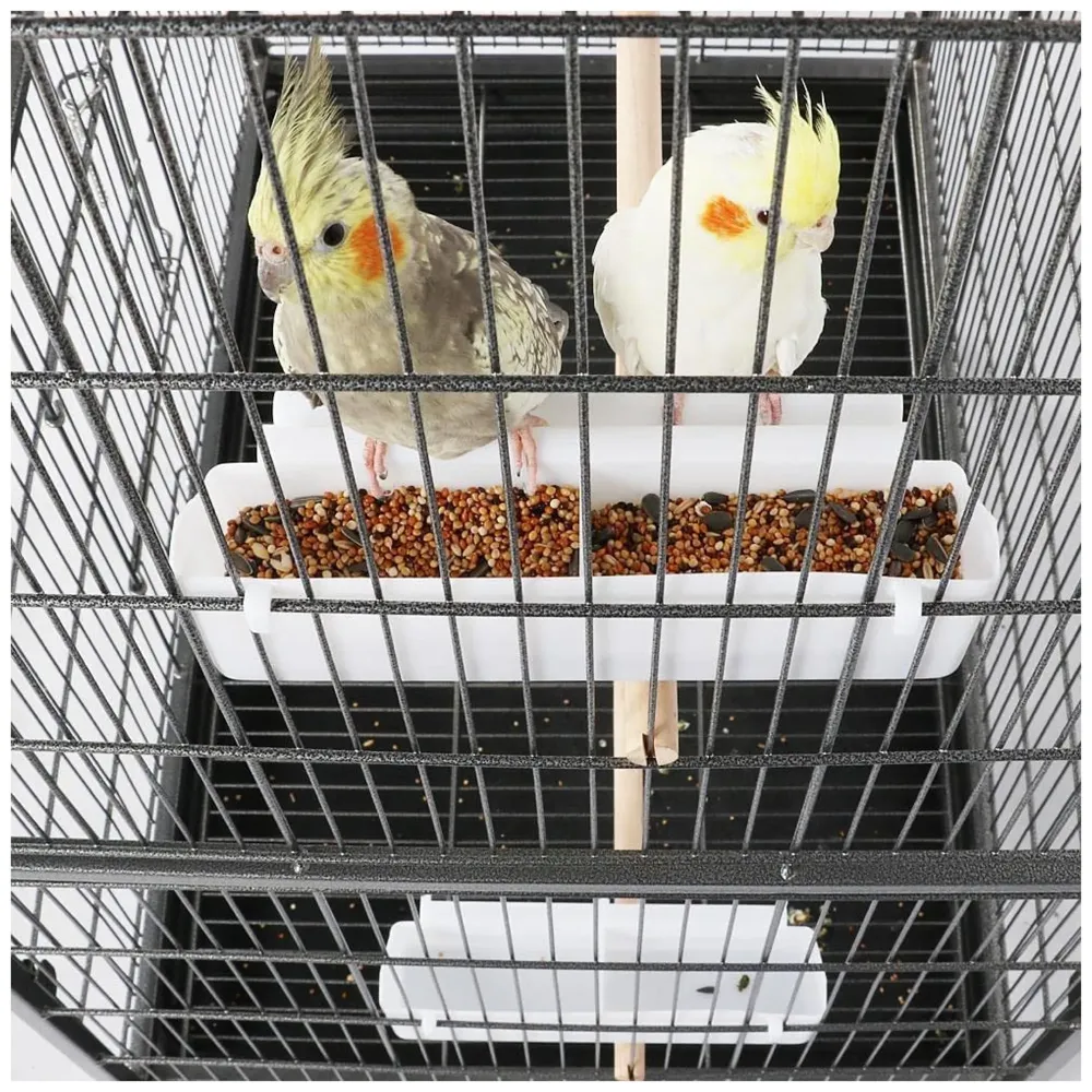 30 inch Sturdy Large Bird metal Cage for Parakeets Cockatiels Parrot Sun Conure Green-Cheeked Parakeet Lovebird Canary Finch Lovebird Pigeons Parrot with Rolling Stand (Black, Large) - 7