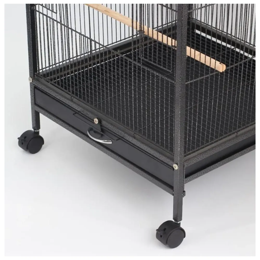 30 inch Sturdy Large Bird Metal Cage for Parakeets Cockatiels Parrot Sun Conure Green-Cheeked Parakeet Lovebird Canary Finch Lovebird Pigeons Parrot with Rolling Stand (Black, Large)